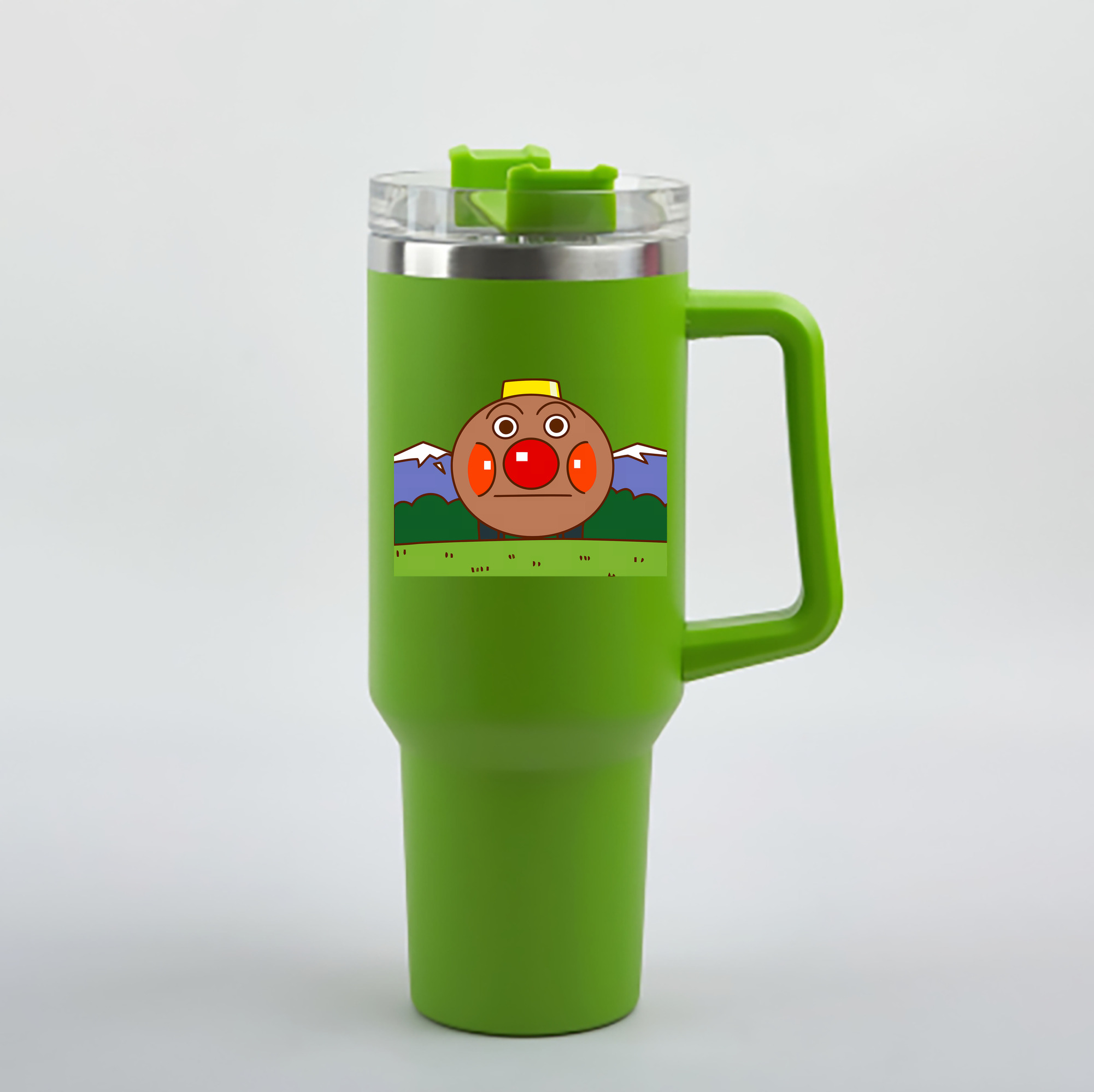 （画像用） アンパンマン Anpanman 1200mL車用タンブラー - クリスタルステッカー（プラスチックストロー付き）